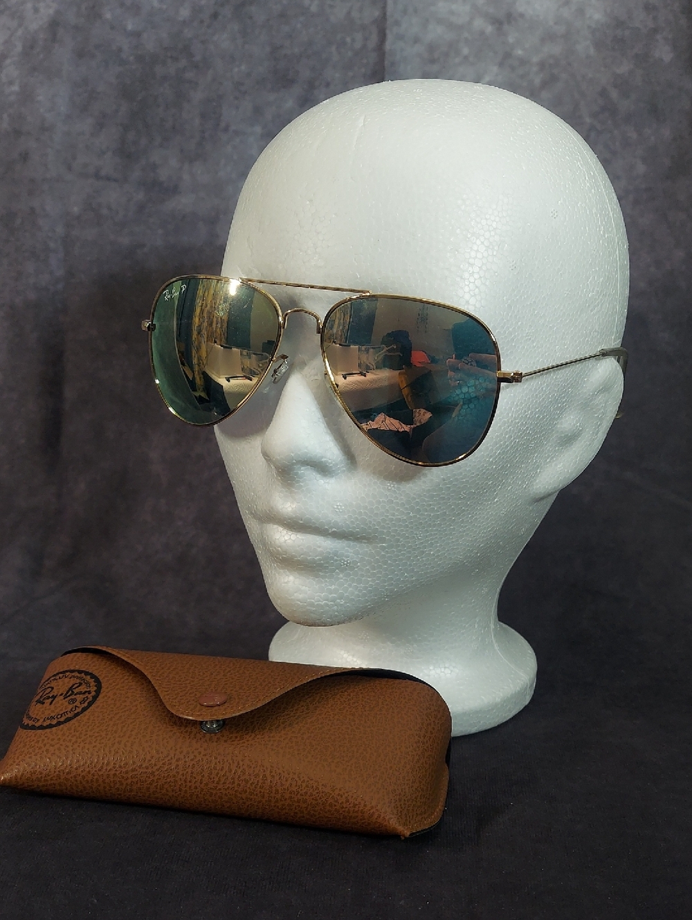 Ray-Ban Gold Aviator Large Metal II Sunglasses RB3026 Polarized Italy Case